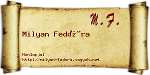 Milyan Fedóra névjegykártya